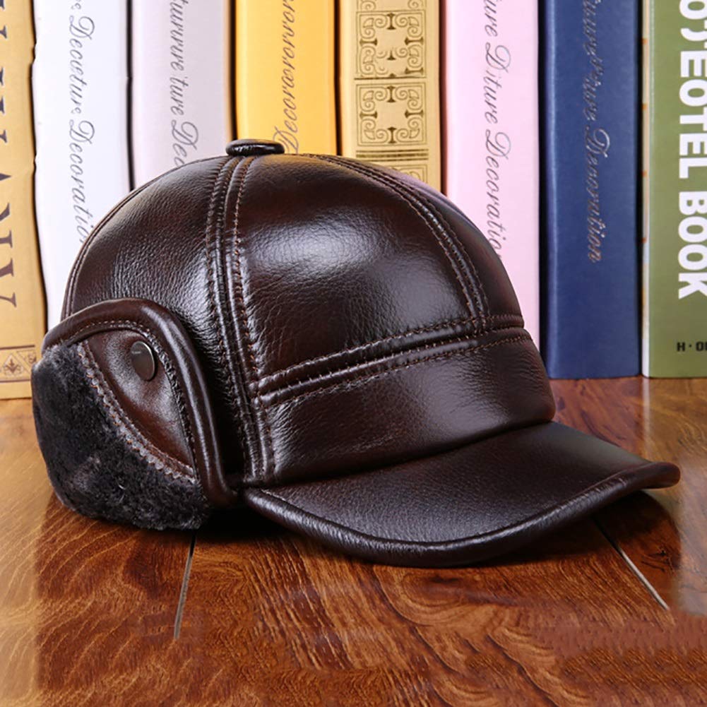Sombreros de invierno, la antigua gorra de béisbol de cuero genuino más terciopelo al aire libre Sombrero ProCtect Ear Winter L-XXL