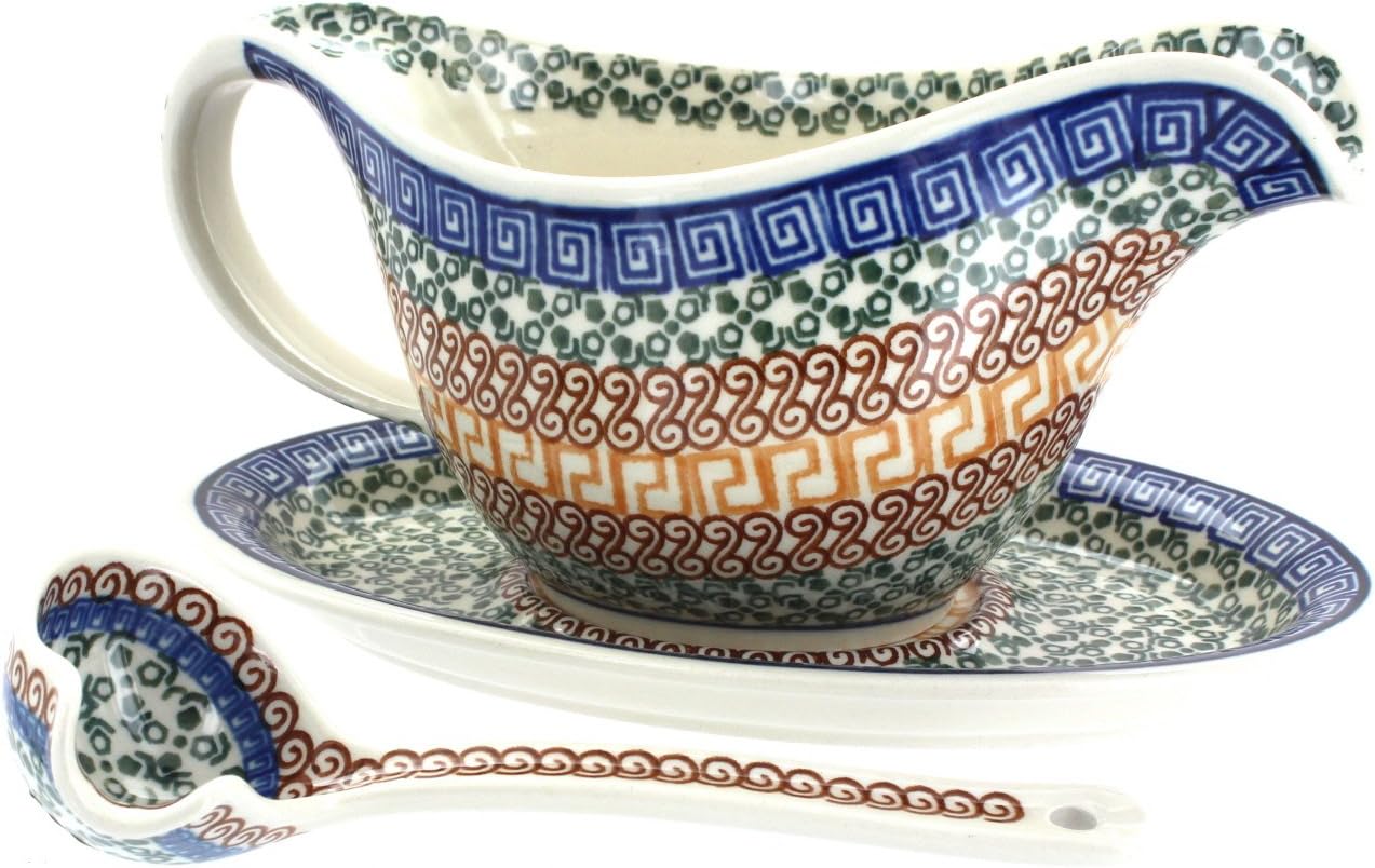 Blue Rose Polish Pottery 1258 Zaklady Gravy Boat