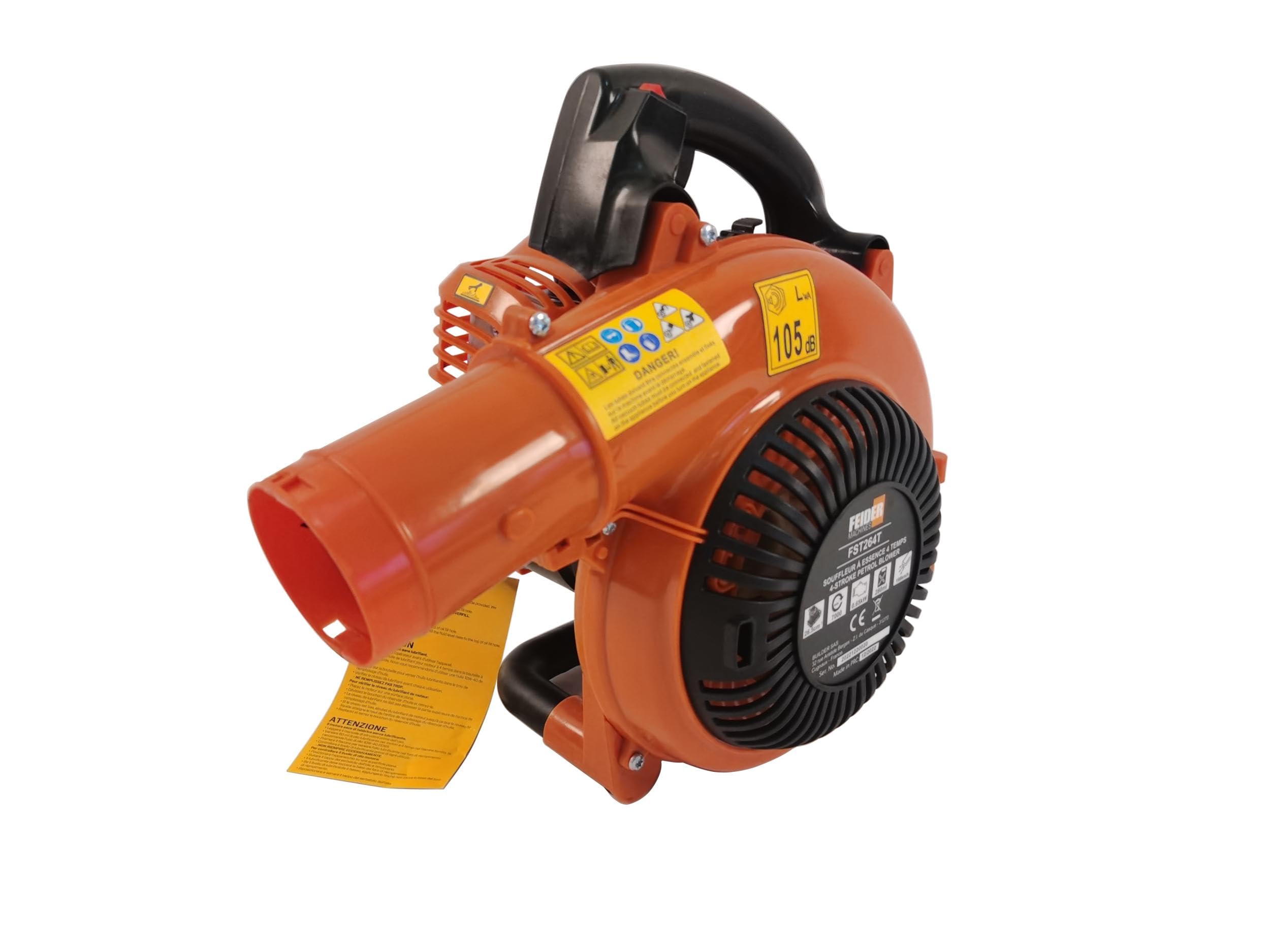 Feider Soplador Térmico 26.5 cm³ Potencia 650 W Motor 4 Tiempos, Flujo de aire 690 m³/h, Sistema Antivibración, Depósito 280 ML, FST264T