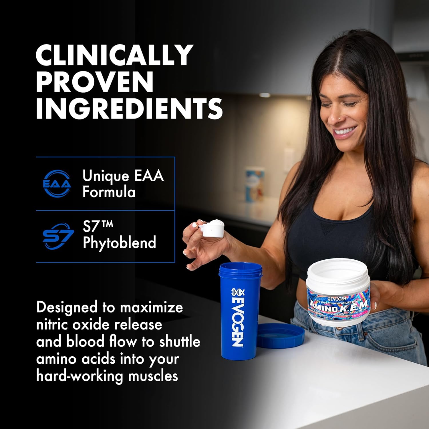Evogen Amino K.E.M. - EAA & BCAA Powder Pump Volumizer | BCAAs Amino Acids Supplement for Blood Flow, Muscle Growth, & Hydration | Sour Candy | 30 Servings - Image 5