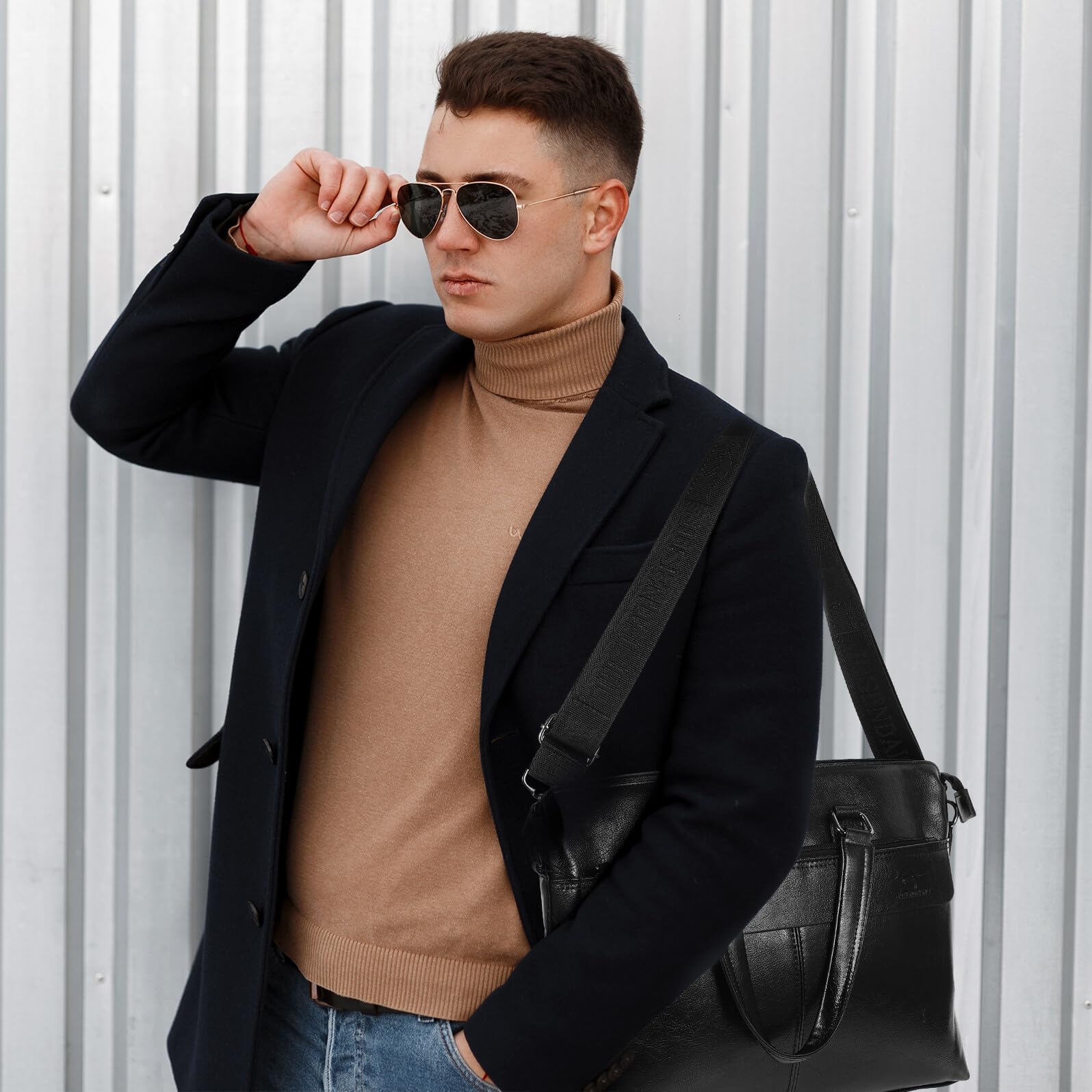 Mikinona Business Tasche aus Pu Leder mit Doppeltem Henkel und Durchdachtem Innenraumdesign Elegante Aktentasche für Herren für Büro und Reisen