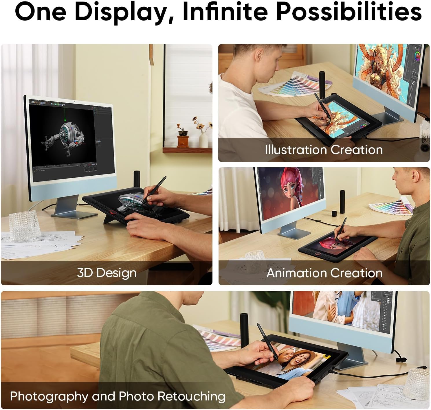 XPPen Artist 13.3 Pro V2 LCD Pen Tablet, 16384 Level Pen Pressure, X3 Pro Pen, Full Laminated AG Screen, 99% sRGB, High Precision Drawing, 8 Shortcut Keys, Stand Included