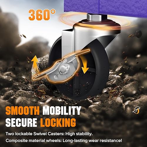 Miniatura 7 de Oakcloud Combo de caja de herramientas con ruedas de 8 cajones con cerradura con forro negro - Caja de herramientas de garaje de acero resistente