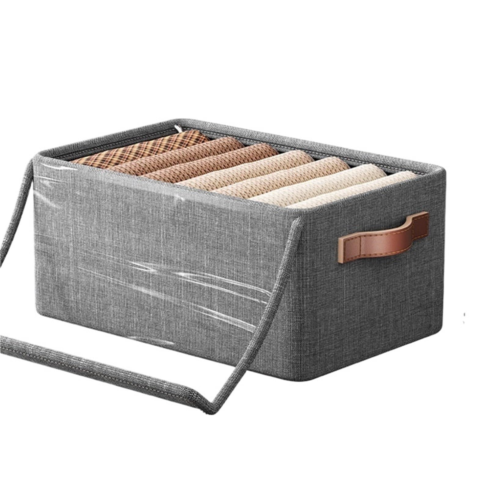 Boîte de rangement pliante plastique transparent avec couvercle empilable