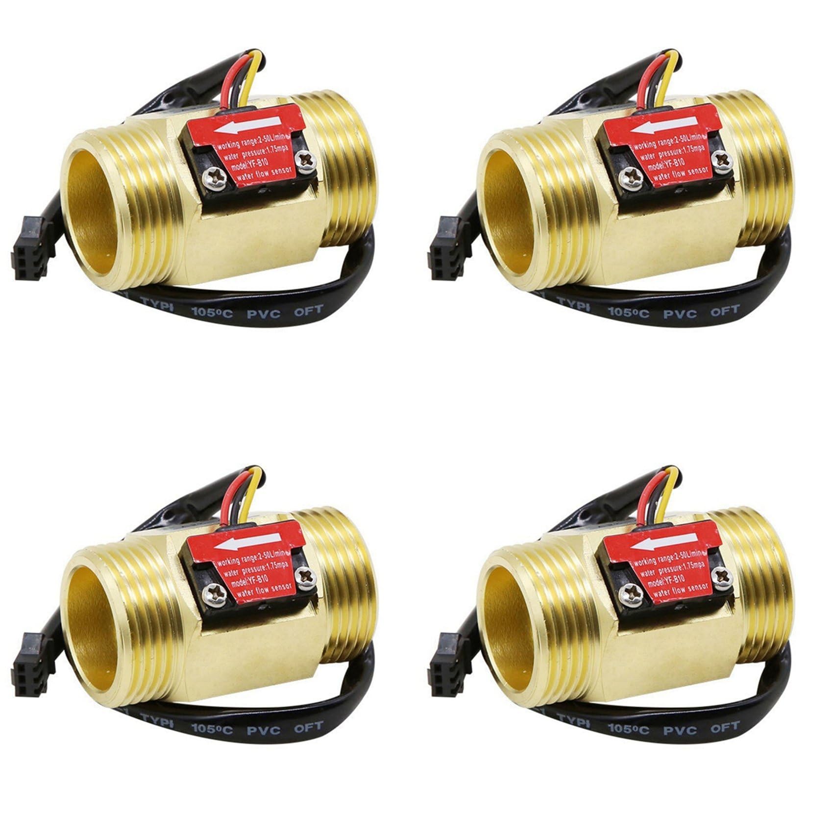 Jnchdghwa As Shown 4X Water Sensor Hall Meter 1 Inch External Wire Copper Water Sensor Turbine Meter