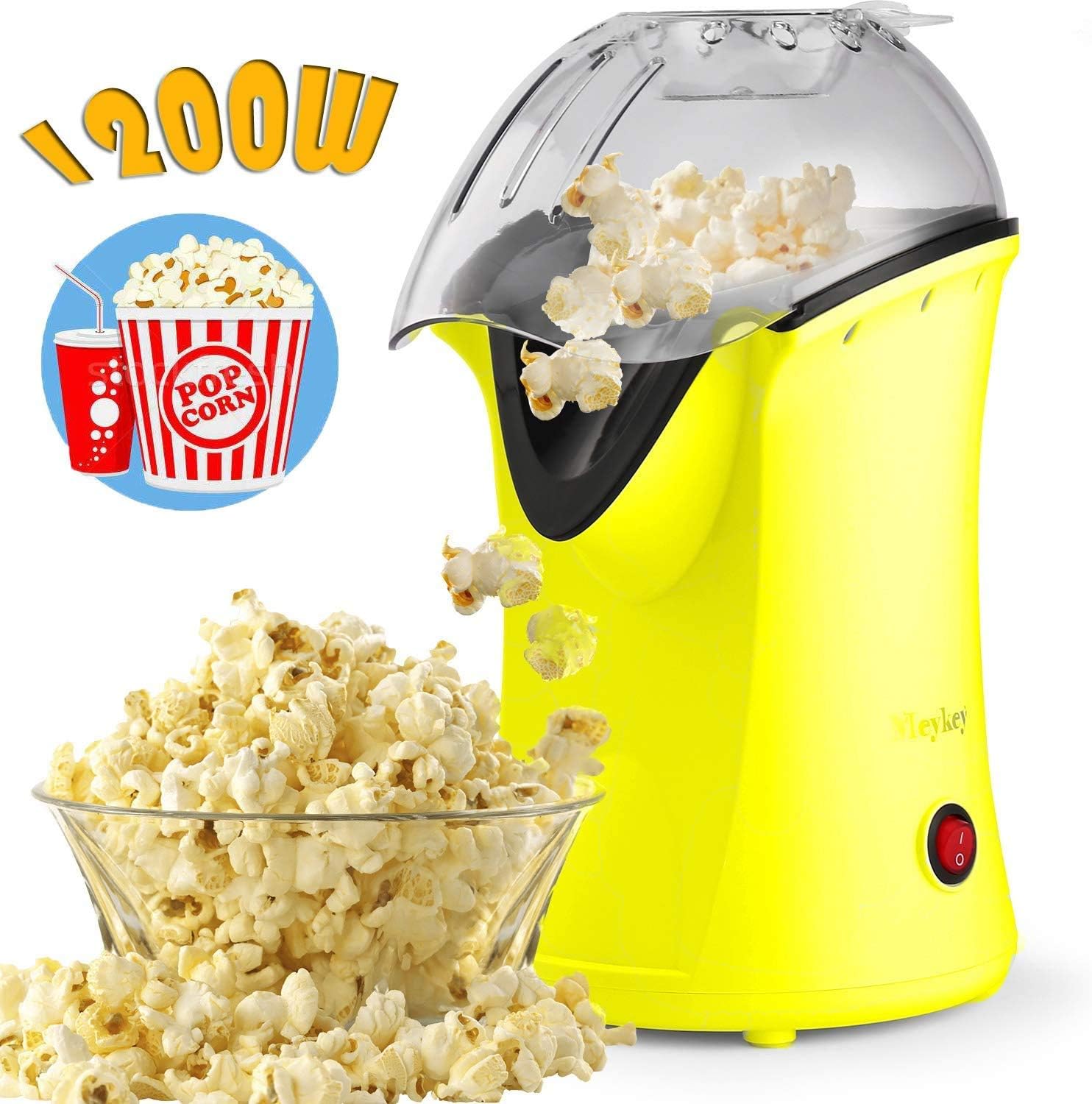 Popcorn Machine1200W Hot Air Popcorn Maker No Oil Popcorn