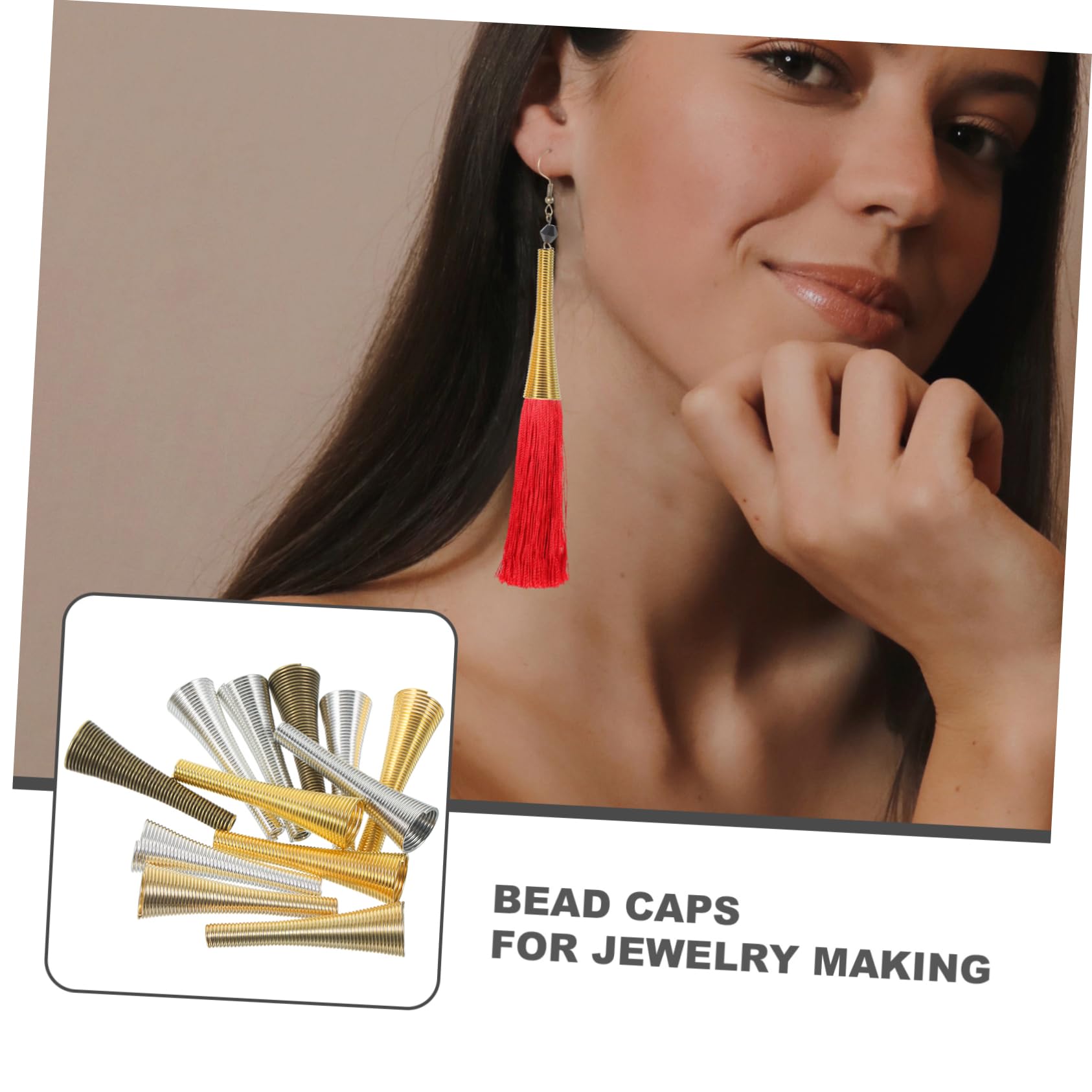 HOMSFOU 60pcs Metal Trumpet Flower Bead Cap for DIY Jewelry Making Bead Caps Bracelets Necklace Earrings End Charms