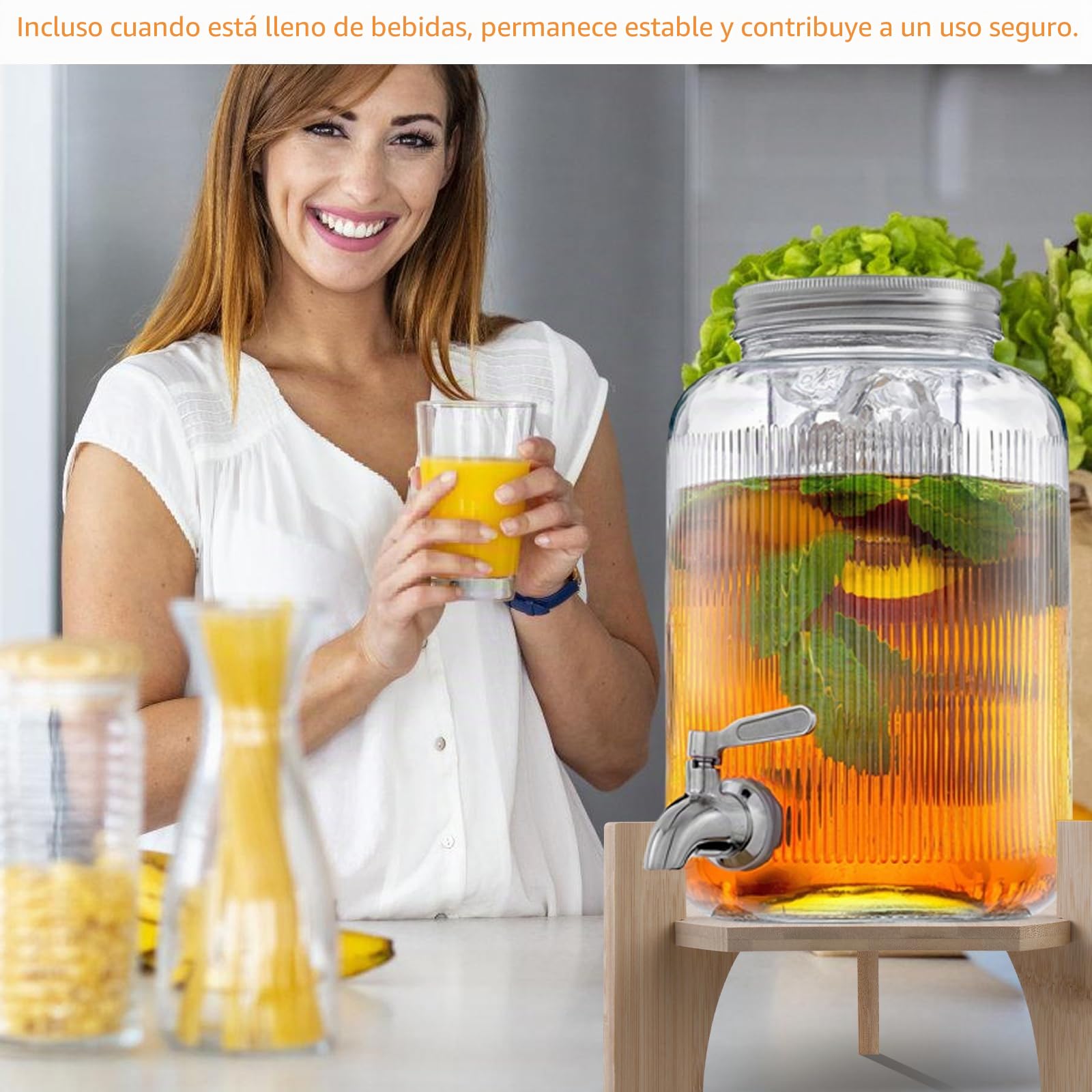 Soporte de madera para dispensador de bebidas, cristal y tapas, para pícnics, celebraciones y bodas (21,5 cm)