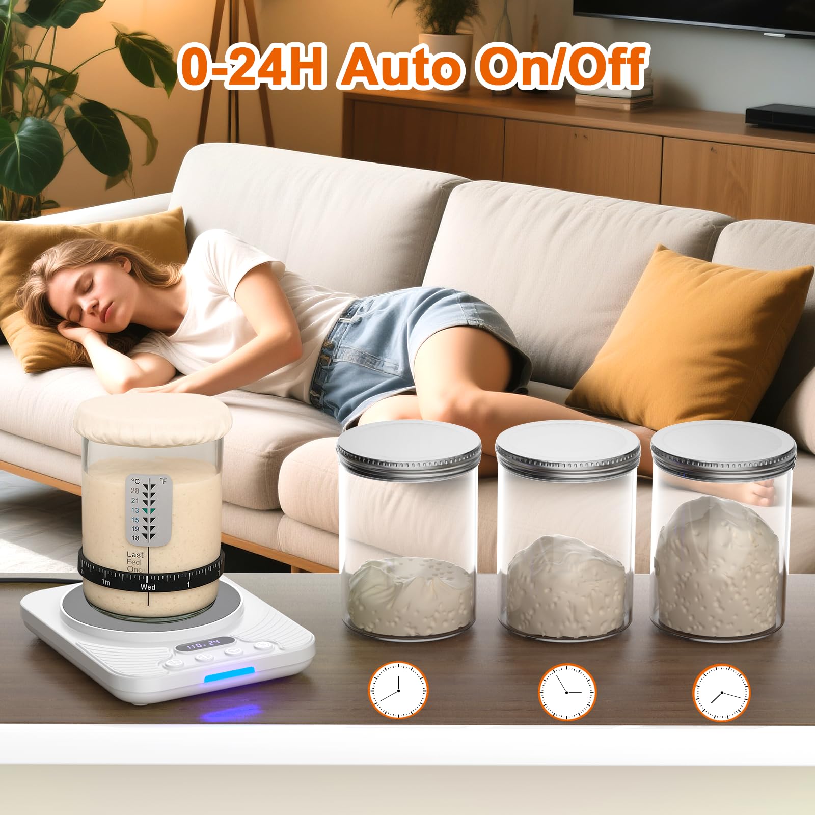 Chauffe-levain Intelligent Arroopu - Mat Fermentaire Avec Minuterie Pour Pain, Fromage, Cuisine Et Voyage