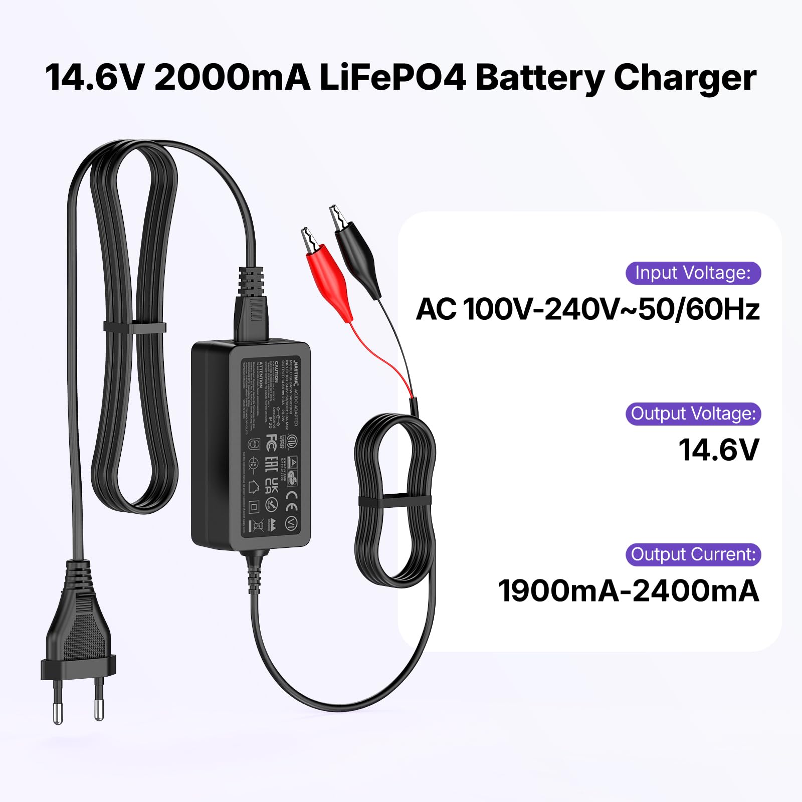 NASTIMA Batteria Ricaricabile 12V 8Ah LiFePO4 con Protezione BMS e Ciclo Profondo 4000, con Caricabatterie 14,6V 2000mA LiFePO4
