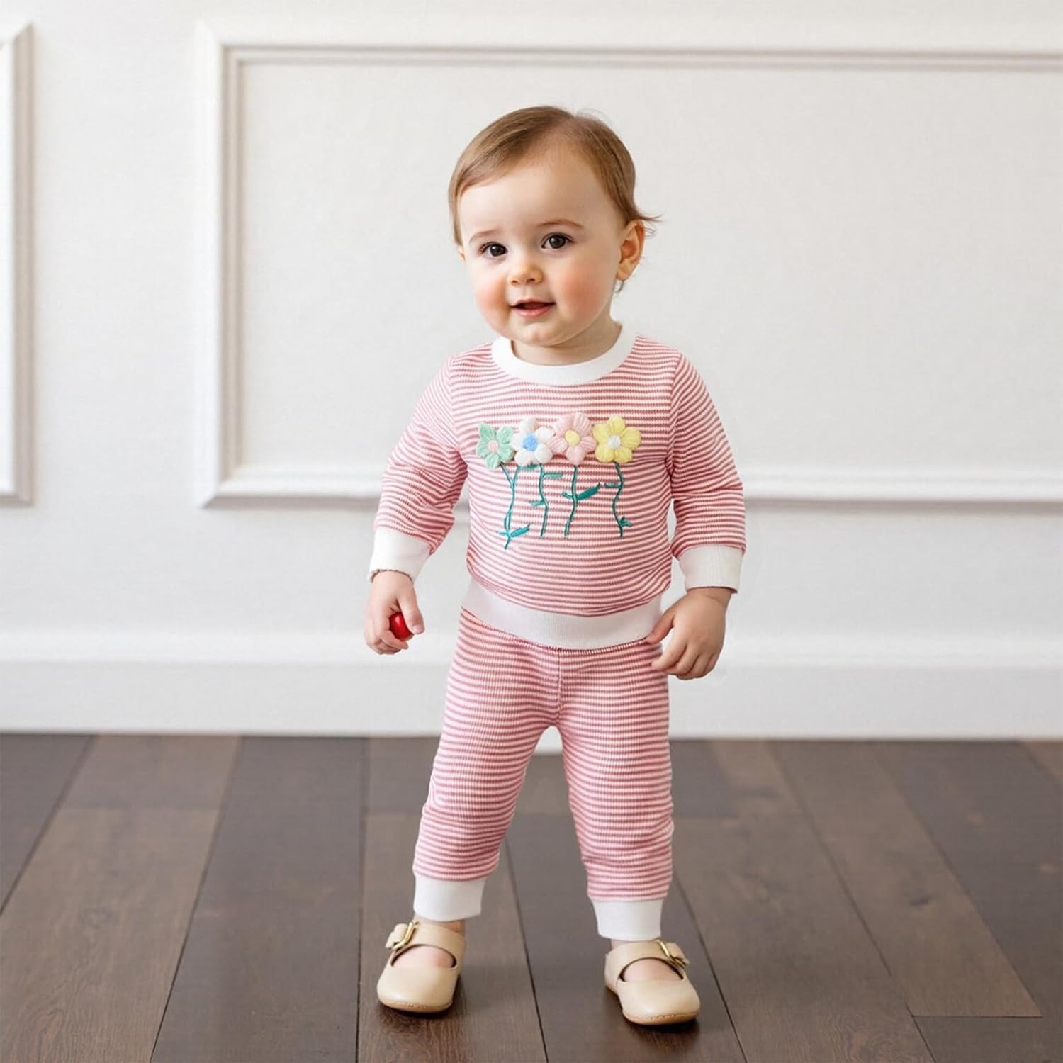 Little Girls Valentines Day Clothes Toddler Girl 3D Flower Long Sleeve Sweatshirt Pullover Top Pants Cute Outfit - Image 3