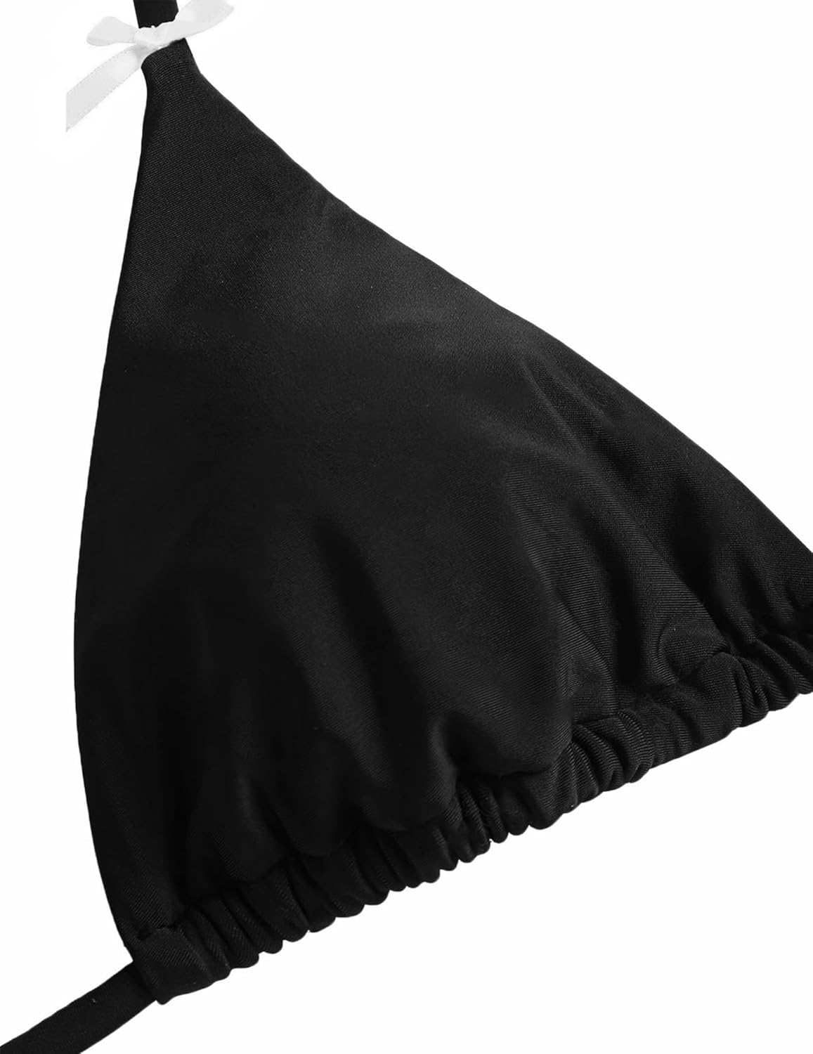 seamoly Bikini Set for Women Padded Two Piece Swimsuit Open Back Bowknot High Cut Triangle Thong Bathing Suit Solid Black S - Image 6