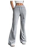 Women's Drawstring Waist Bell Bottom Flare Leg Sweatpants Sports Causal Pants