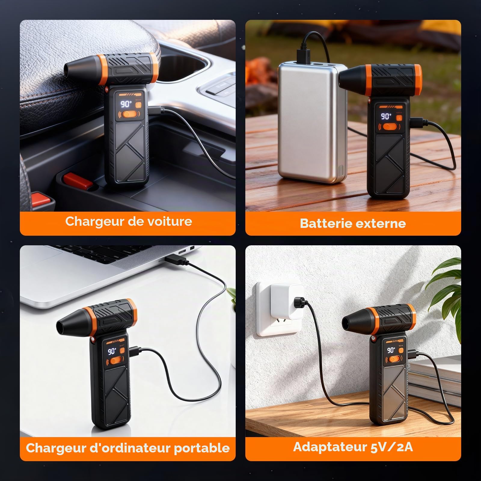 Souffleur Air Comprimé 100 Vitesses 210000 TR/Min, Mini Souffleur sans Fil Super Puissant avec Batterie 8000mAh et Lumière LED pour PC, Clavier, Voiture