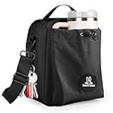 Insulated Lunch Bag for Men & Women – Lunch Bag with Water Bottle Holder, Compatible with 40/30oz Stanley Cups, Adjustable Crossbody Strap – Ideal for School Work Travel Picnics (Black)