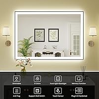 Vista 97 de WTTY LED Bathroom Mirror 32"x32" with Backlit and Front Light,Stepless Dimmable LED Mirror for Bathroom,Anti-Fog Lighted Bathroom Vanity Mirror