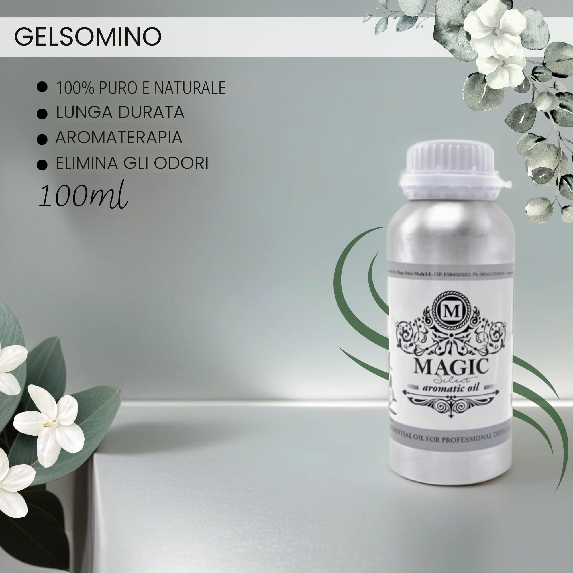 Diffusore di Olio Elettrico + Olio Essenziale 100 ml. Diffusore di fragranze professionale. Deodorante per ambienti marketing olfattivo per aromaterapia. Per superfici di 50-300 m².