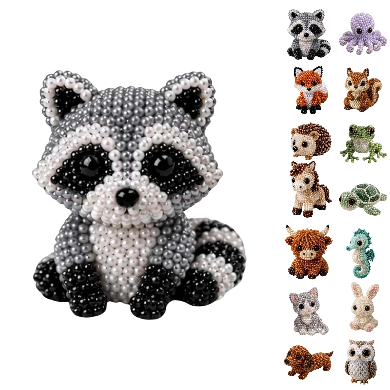 Juego de manualidades de animales 3D con cuentas y alambre para crear figuras paso a paso