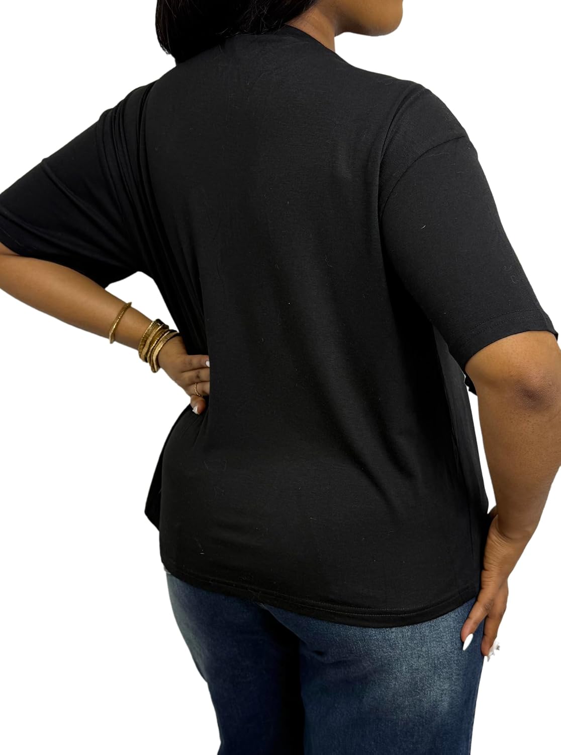 LovelyWholesale Womens Graphic Tees V Neck Short Sleeve T Shirt Loose Casual Summer Tops - Image 3