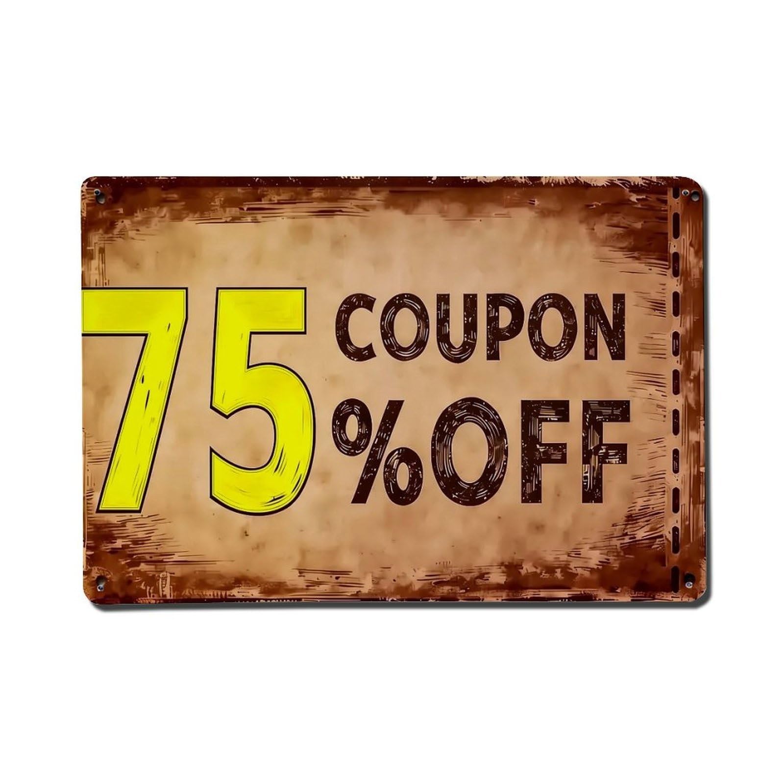 Jdfenggu Vintage Seventy Five Percent Off Coupon Retro Metal Tin Sign, Metal Poster For Bar, Home, Man Cave, Kitchen, Laundry Room Art Decor 8X12 Inch