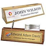 Name Plate for Desk Personalized Desk Name Plates Custom Wood Name Plaque with Name Title Logo Office Desk Accessories Gifts for Coworkers Employees Boss Manager Teacher