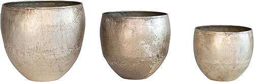 Miniatura 1 de Creative Co-Op Various Round Metal Distressed Pewter Finish, Holds 6 Inches, 5 Inches, and 4 Inches Pots, Set of 3 Planter