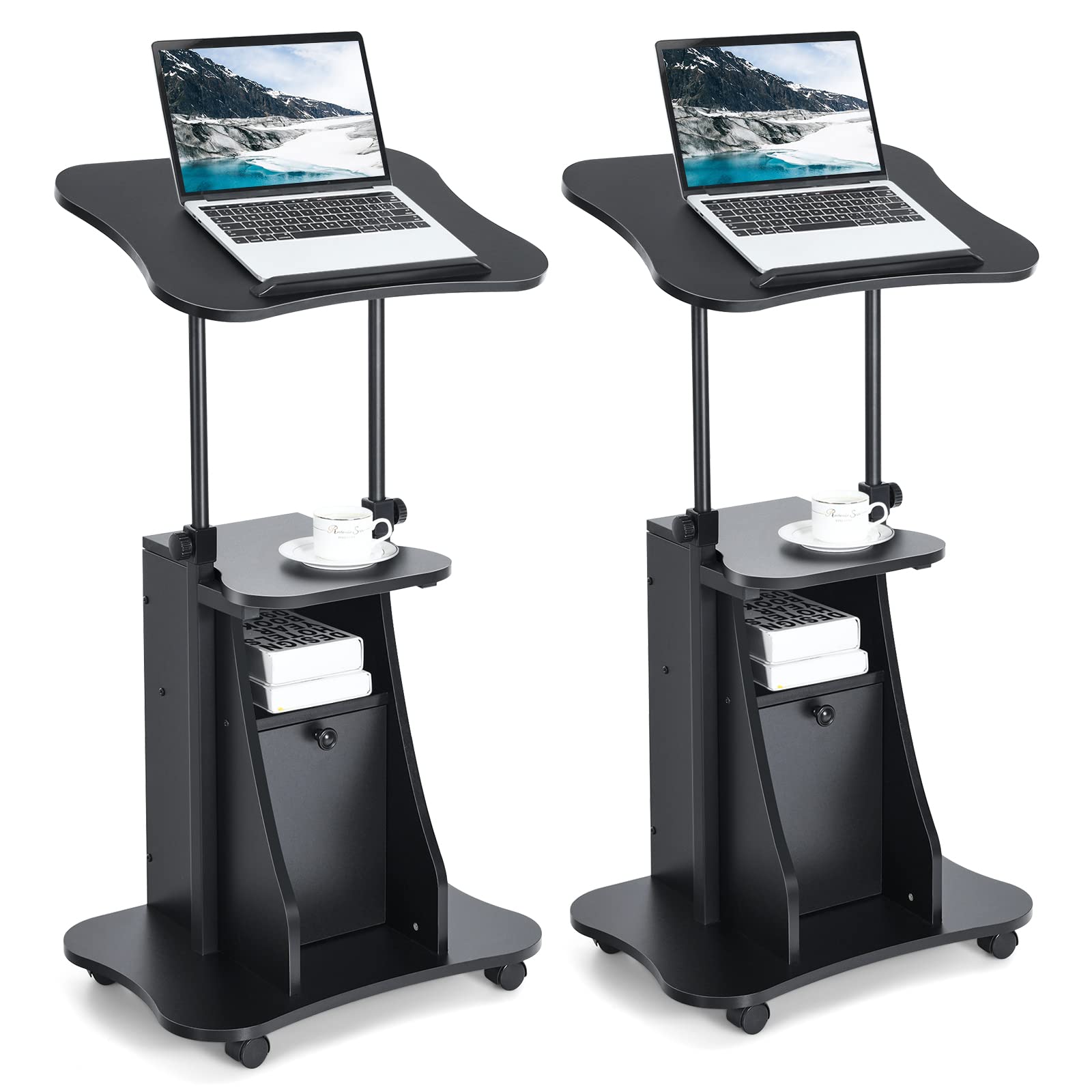 Buy Tangkula Mobile Laptop Podium, Height Adjustable Sit to Stand Desk
