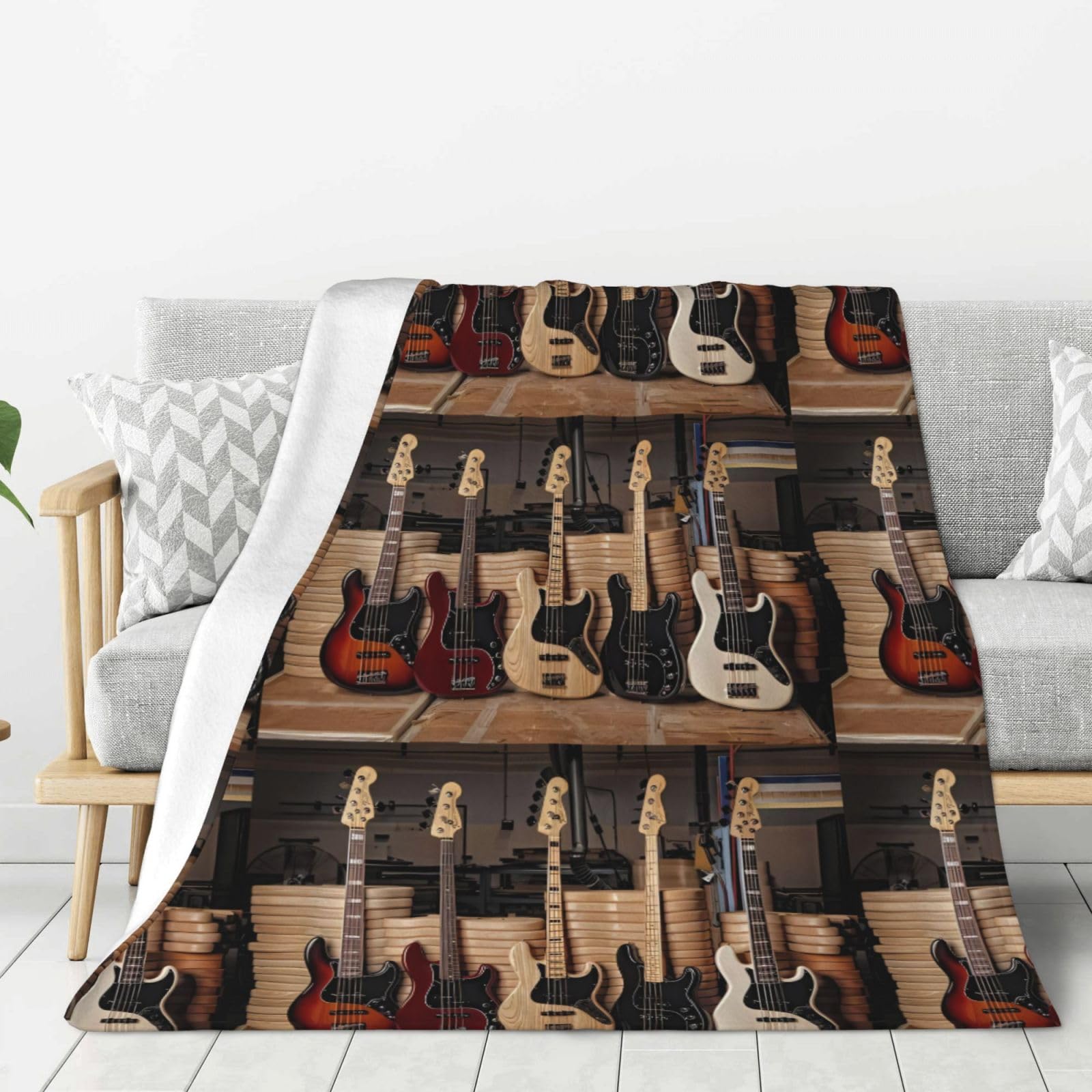 Couverture flanelle guitare pour canapé grand plaid anti-froid
