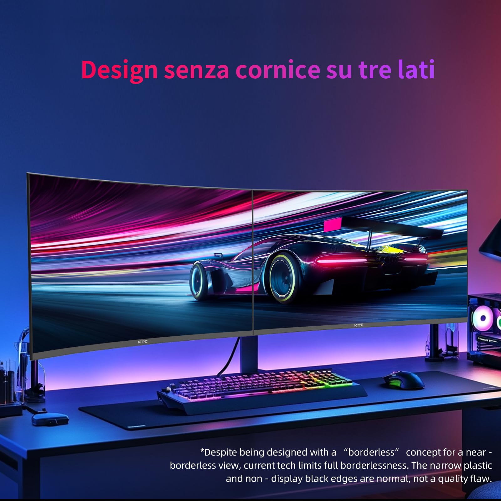 KTC Monitor 32 Pollici Curvo 1000R, 2K WQHD (2560x1440p) 240Hz Monitor Gaming, 1ms, Adaptive Sync, 122% sRGB, Contrasto 4000:1, 2 x DP 1.4 (240Hz), 2 x HDMI 2.0 (144Hz), Supporto Inclinazione e VESA