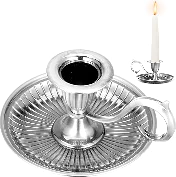 Bronze Taper Candle Holder with Handle, Vintage European Style