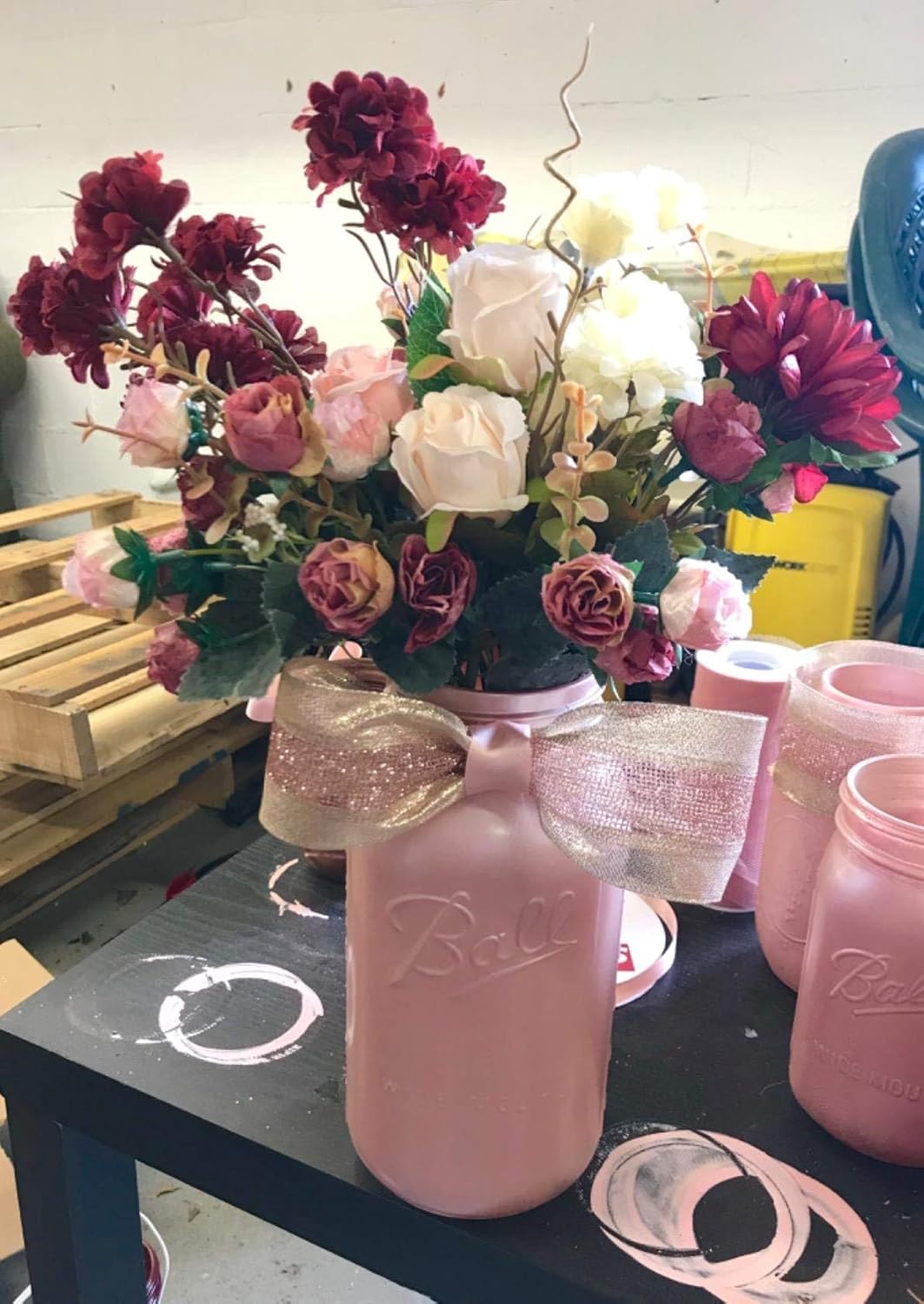 Flojery 21 Heads Silk Rose Bouquet Artificial Flowers Mini Rose for DIY Wedding Bouquets Centerpieces Bridal Shower Party Home Decorations,Pack of 4 (Pink) - Image 6