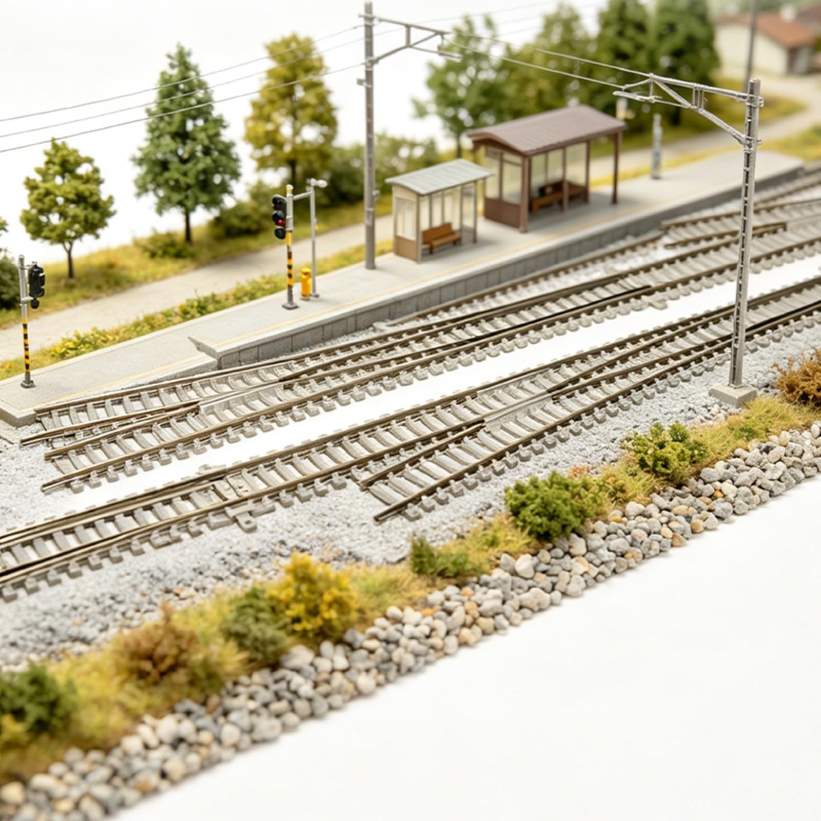 Scambio Ferroviario Statico 1:87 Resisn Corrosione Binario Scambio con Rotaie in Metallo e Traversine in Plastica Durevole, Ho Right