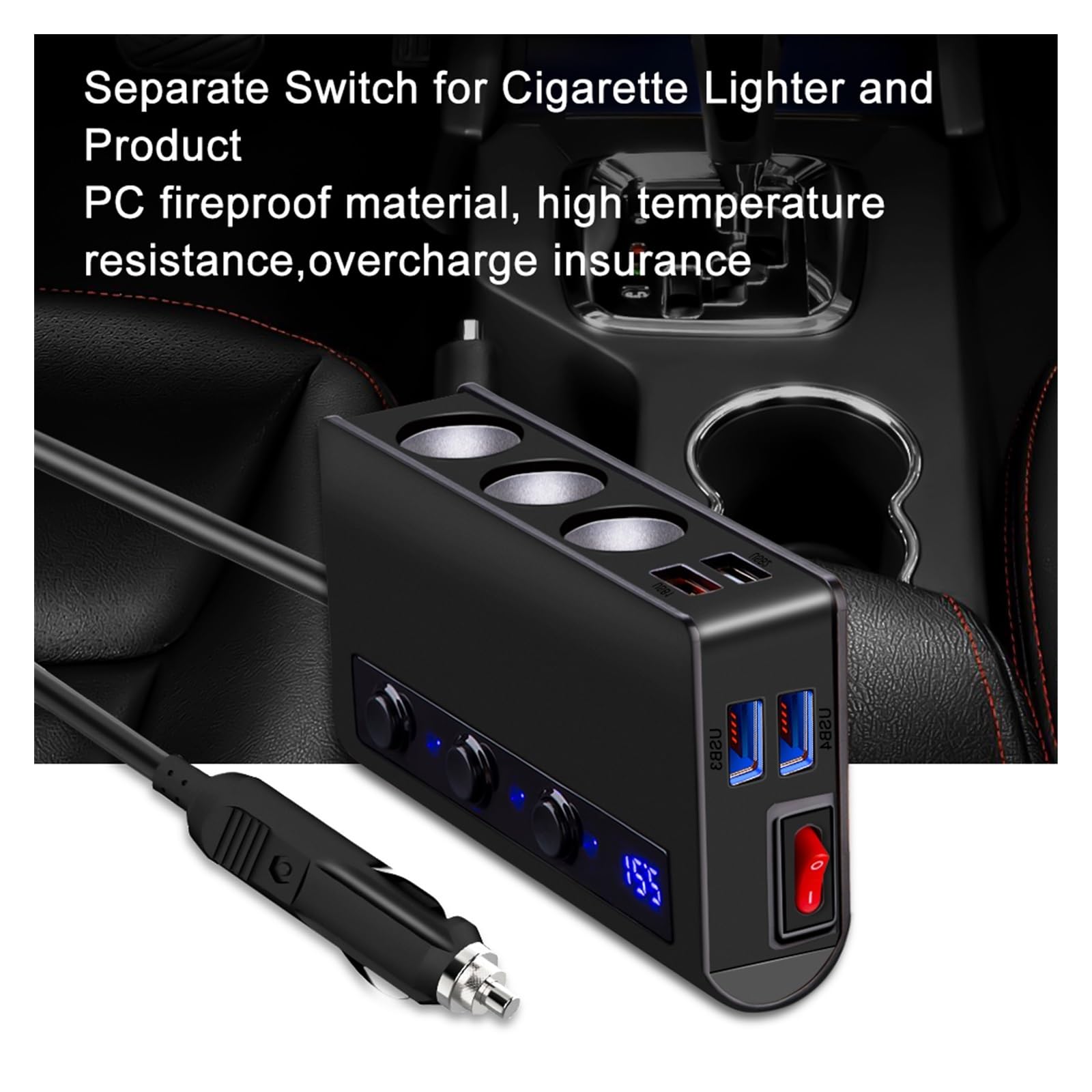MORREZ Gniazdo zapalniczki samochodowej 4 porty USB szybkie ładowanie 3.0 12 V 24 V szybka ładowarka samochodowa rozdzielacz adapter samochodowa część wewnętrzna łodzi (kolor: 4 porty USB)
