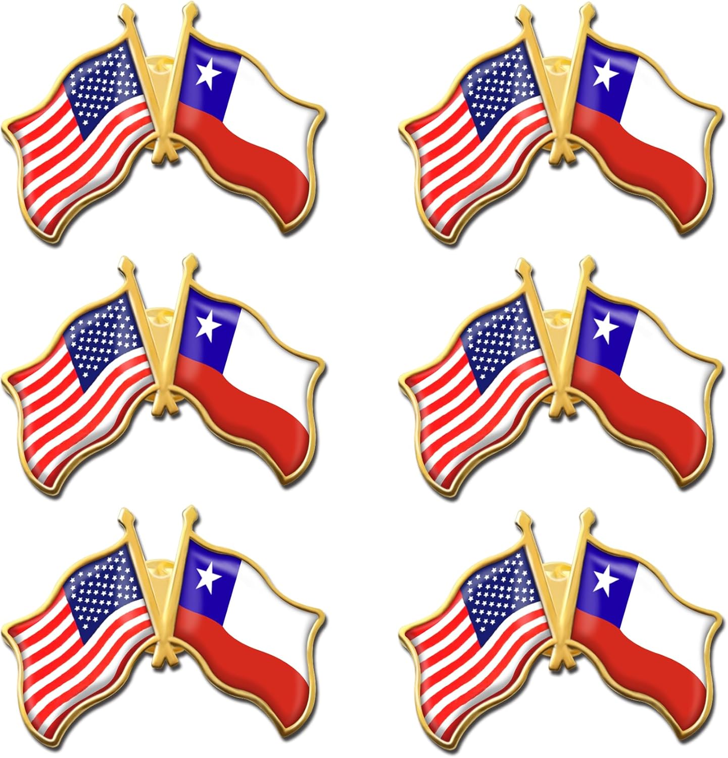 6/12/50/100 Pack -American Chile Friendship Flag Pins Bulk -1.4” Metal US USA Chilean Lapel Pins Badge Button Souvenir