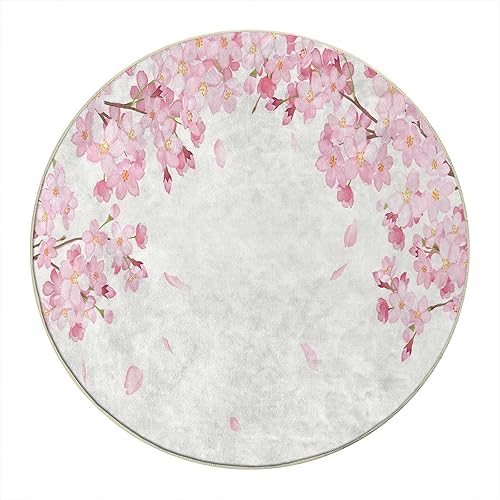 Miniatura 2 de Alfombra redonda japonesa de 39 pulgadas, alfombrilla rosa para silla rodante para computadora, tapete antideslizante para silla de escritorio para