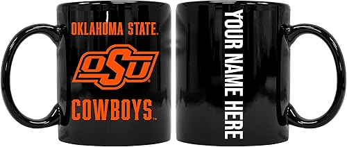 Collegiate - Taza de cerámica personalizada de 8 onzas con tu nombre en la parte posterior (negro) Producto oficial universitario