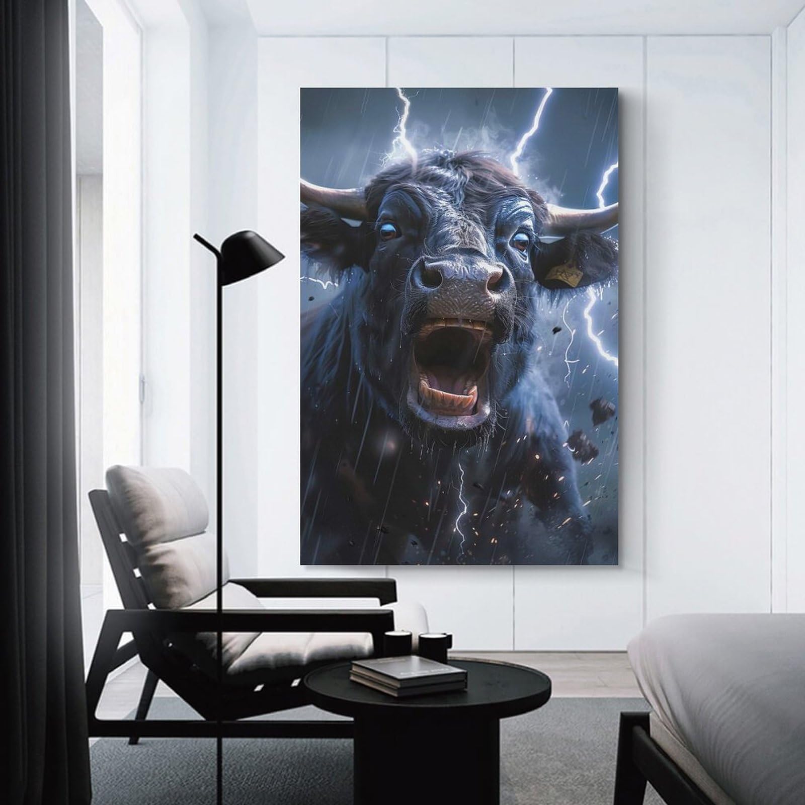 Junmoney Home Decor Wall Art Ox Lightning, 20x30inch(50x75cm), for Workspace Walls, Study Corners Or Bedrooms, A Smart Decor Choice for Study Walls