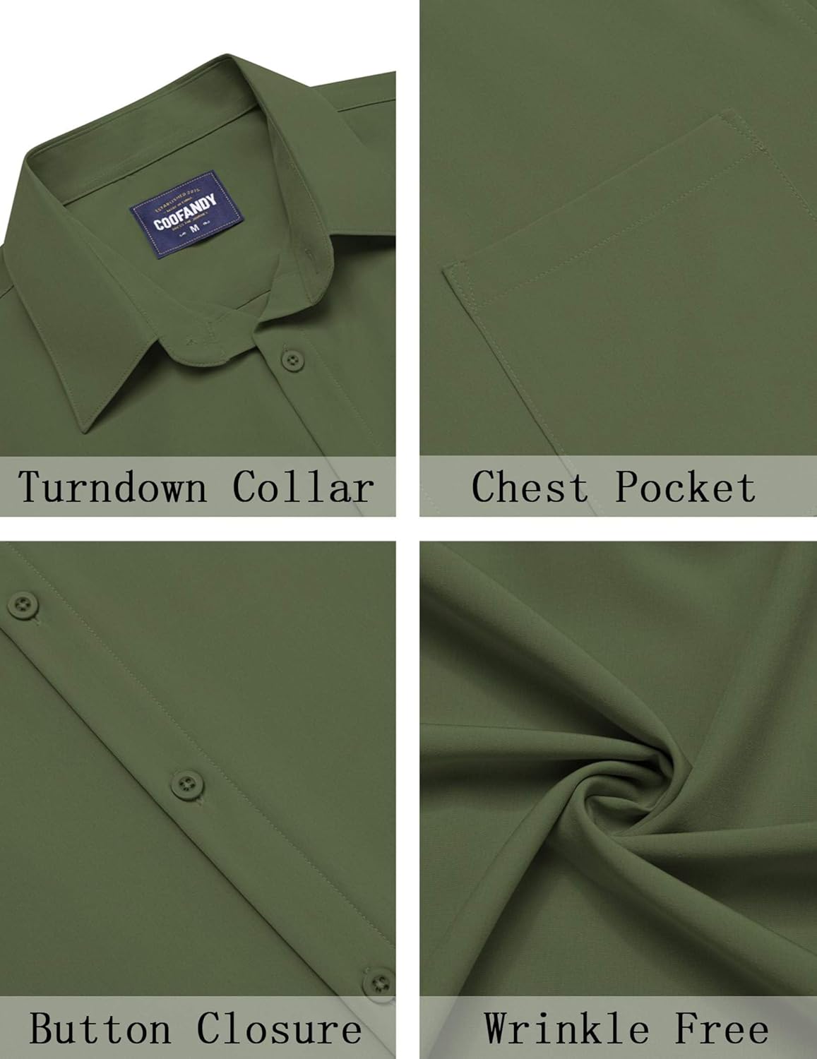 COOFANDY Men's Short Sleeve Dress Shirts Wrinkle Free Casual Button Down Shirts with Pocket - Image 5