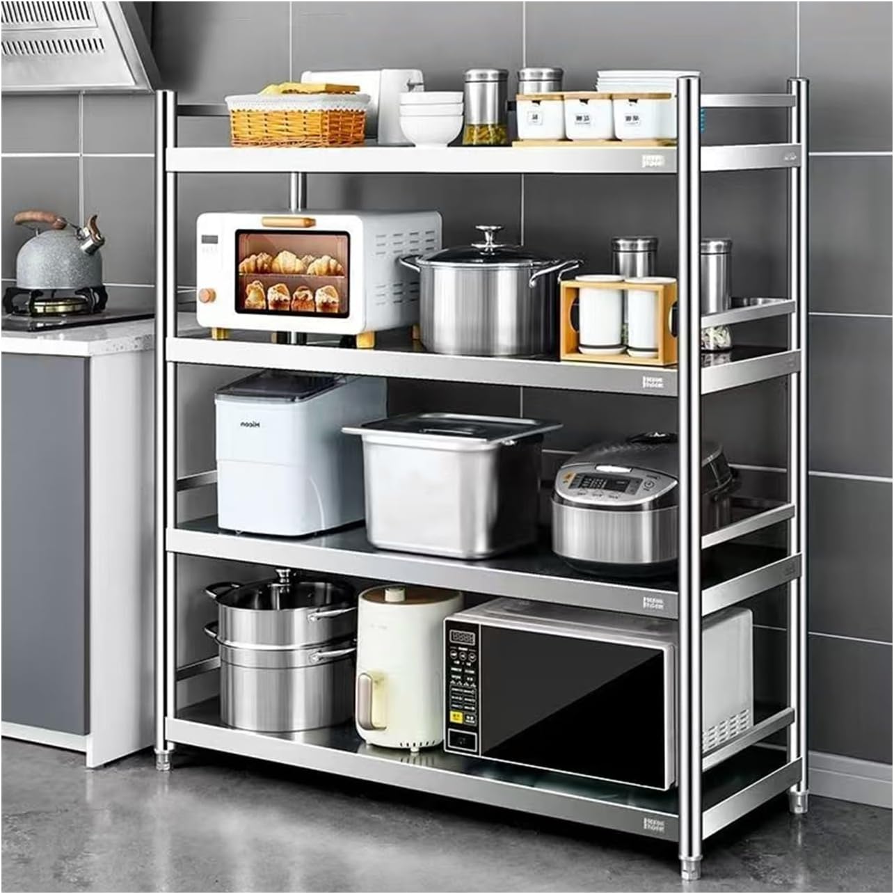 Kitchen Shelf with Worktop, Storage Rack for Kitchen Counter, Easy to ...