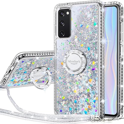 Silverback Funda para Samsung Galaxy S20 FE con anillo, para mujeres y niñas, bonita funda protectora con anillo de diamantes para Galaxy S20 Fe,