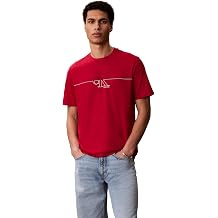 Calvin Klein Mens Classic Fit Short Sleeve Ck Line Crewneck Tee