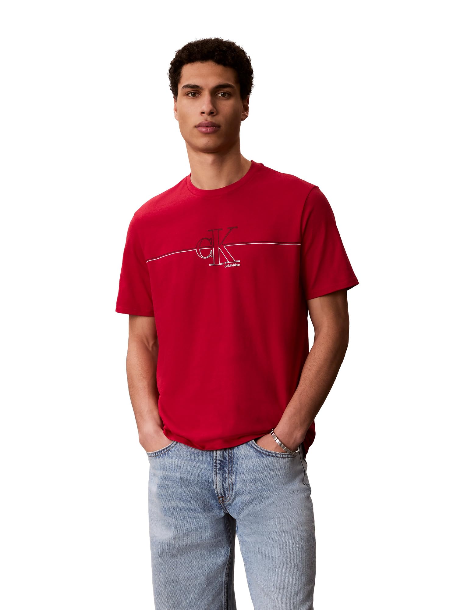 Men's Classic Fit Short Sleeve Ck Line Crewneck Tee