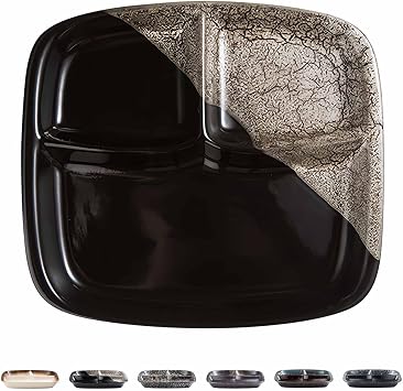 Japaness Portion Control Plates, Divided Plates For Adults, Bariatric Plates For Portion Control, Reusable 3 Section Lunch Tray 10.5",D