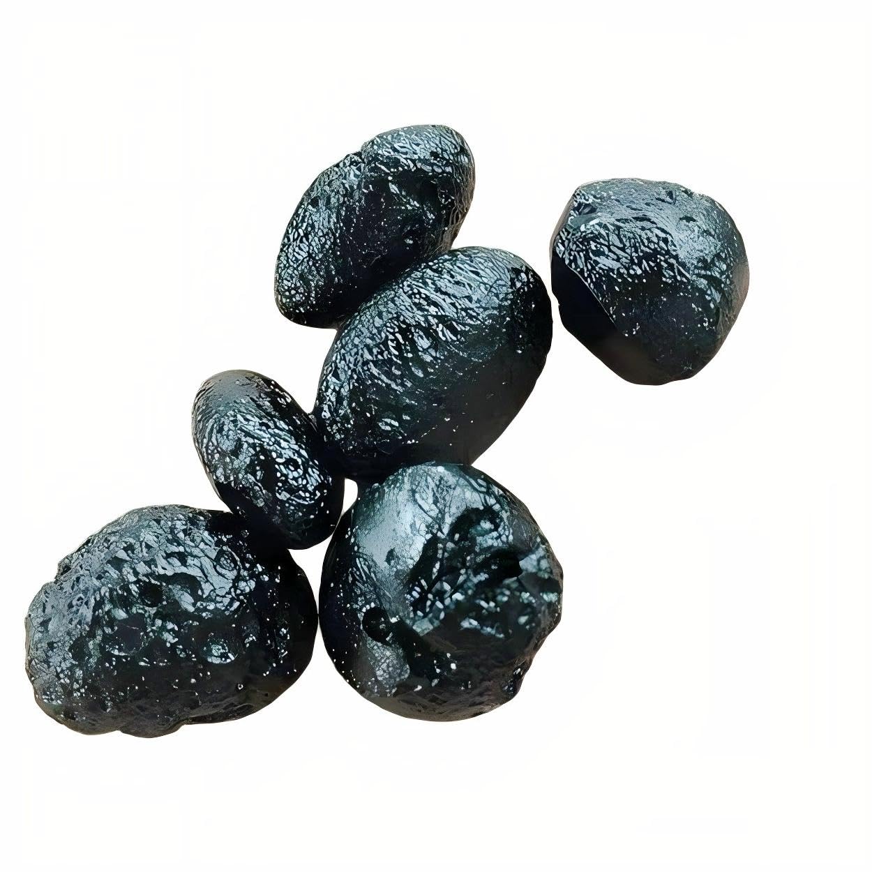 BaaSidUnique Stones, Natural Stone Meteorite Black Tektite Specimen 6Pcs