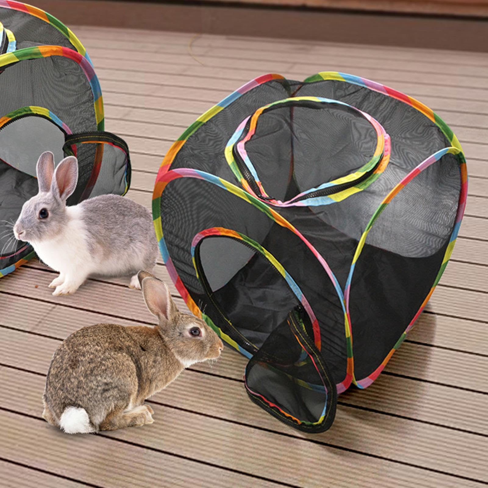 Cubo Tunnel Per Gatti Da Esterno – Recinto In Rete Traspirante 40.5x41x39 Cm, Pieghevole, Leggero, Con Connettore Per Tunnel, Anti-graffio