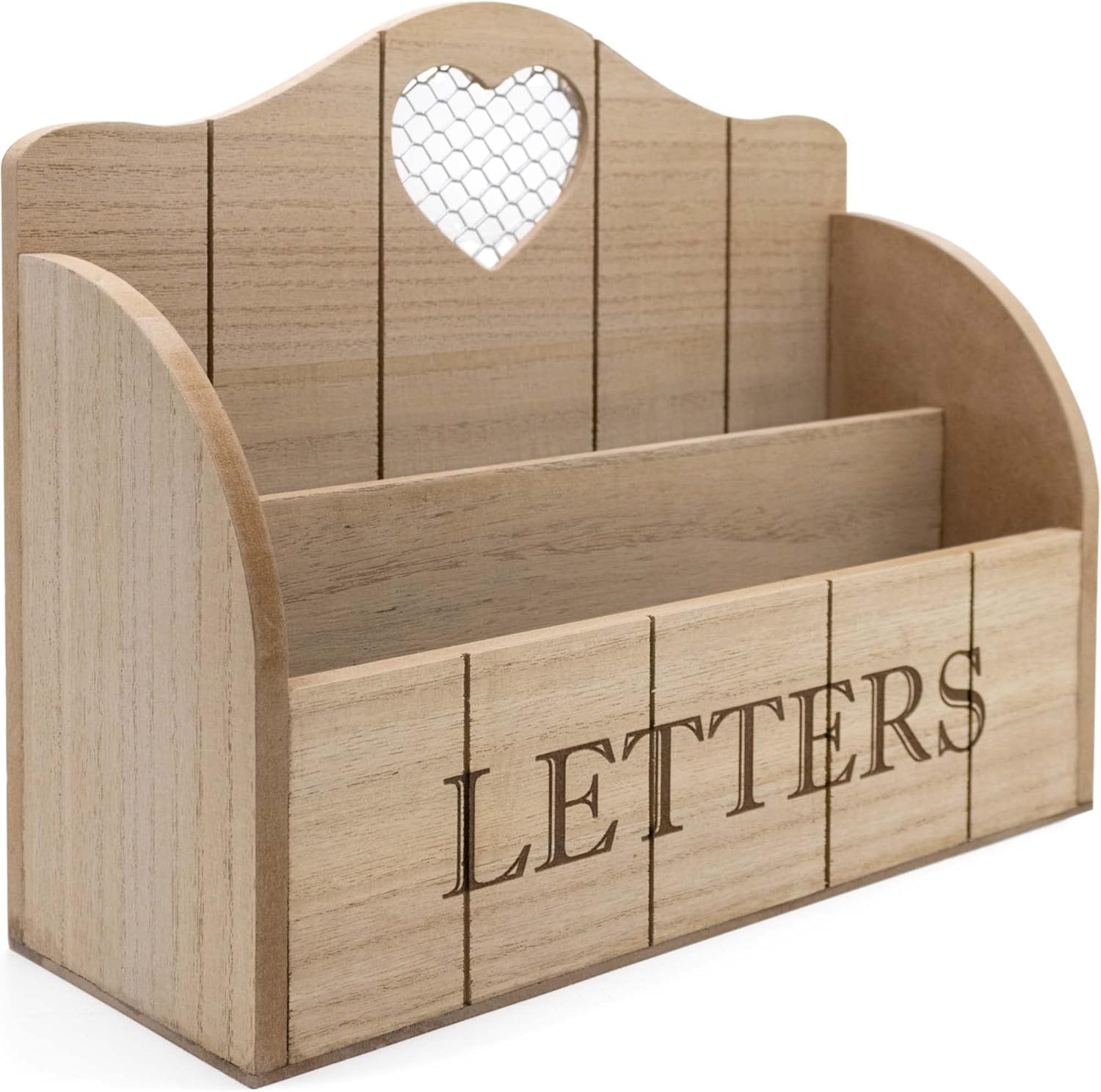 Two Compartment Wooden Letter Box/Envelope/Mail Entryway Rack Holder