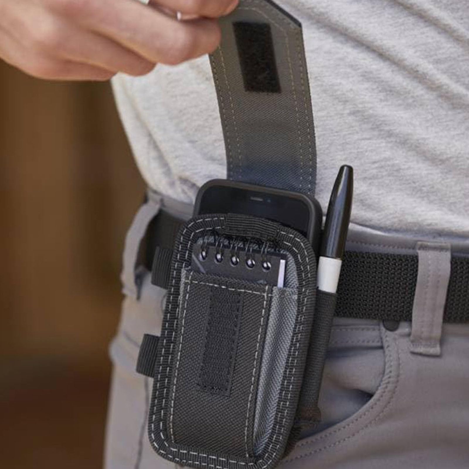 Custodia per telefono con clip verticale in metallo per | Fessure laterali con fodera morbida Scomparto principale Accesso all ' officina Carry Repair Task Organizer