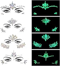 TNSLAND 4 Ensembles de Gemmes de visage, Tatouage Temporaire, Tatouage de Bijoux de Visage de Sirène de Strass - Autocollants de Corps de Larmes de Cristal Pierres