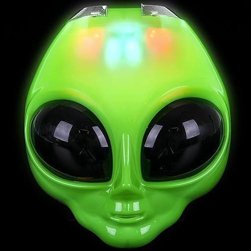Miniatura 6 de Rhode Island Novelty Máscara alienígena verde iluminada de 8 pulgadas, una por pedido