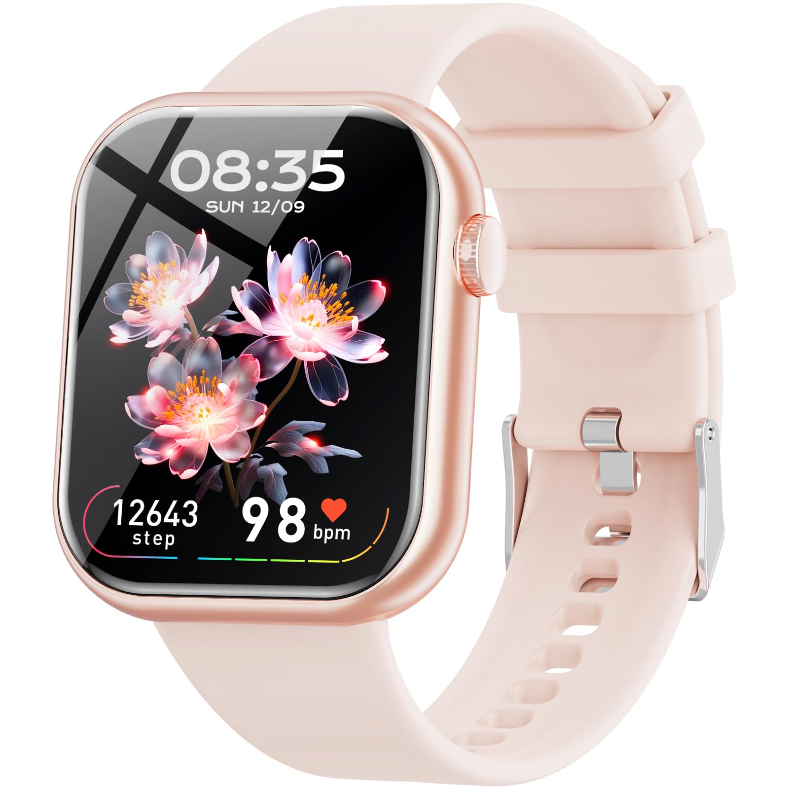 Hwagol 2023 Smartwatch Uomo Donna,1,85' Schermo Orologio Smartwatch con Chiamata Bluetooth e Risposta Vivavoce con Contapassi,Cardiofrequenzimetro da Polso,Orologio Fitness per Android iOS,Pink